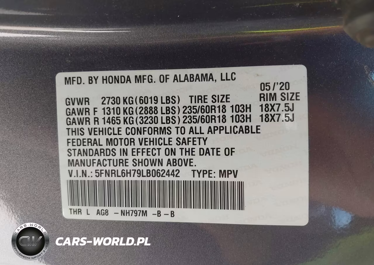 2020 Honda Odyssey Ex-L-Ex-L W-Navi Res VIN:5FNRL6H79LB062442 - 9
