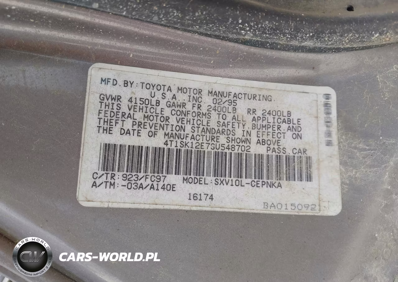 1995 Toyota Camry Le VIN:4T1SK12E7SU548702 - 9