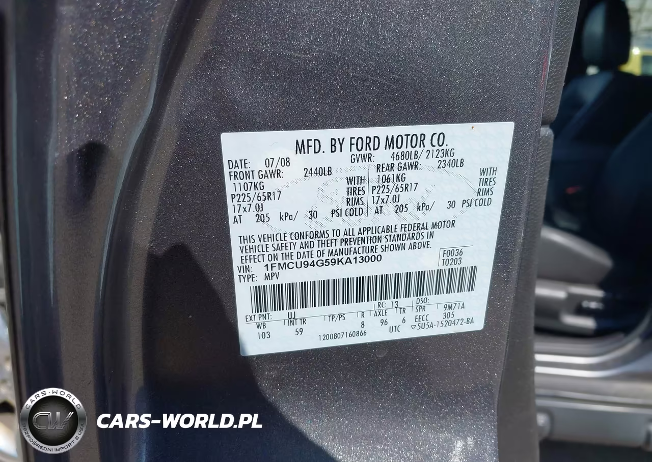 2009 Ford Escape Limited VIN:1FMCU94G59KA13000 - 9