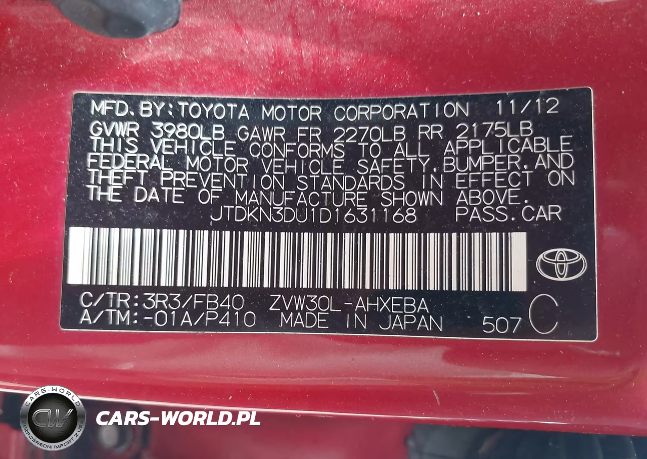 2013 Toyota Prius Two VIN:JTDKN3DU1D1631168 - 9