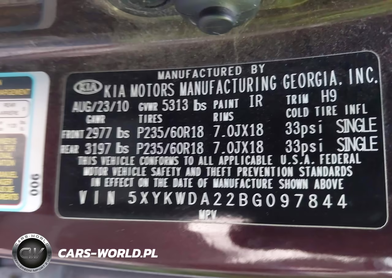 2011 Kia Sorento Sx V6 VIN:5XYKWDA22BG097844 - 9
