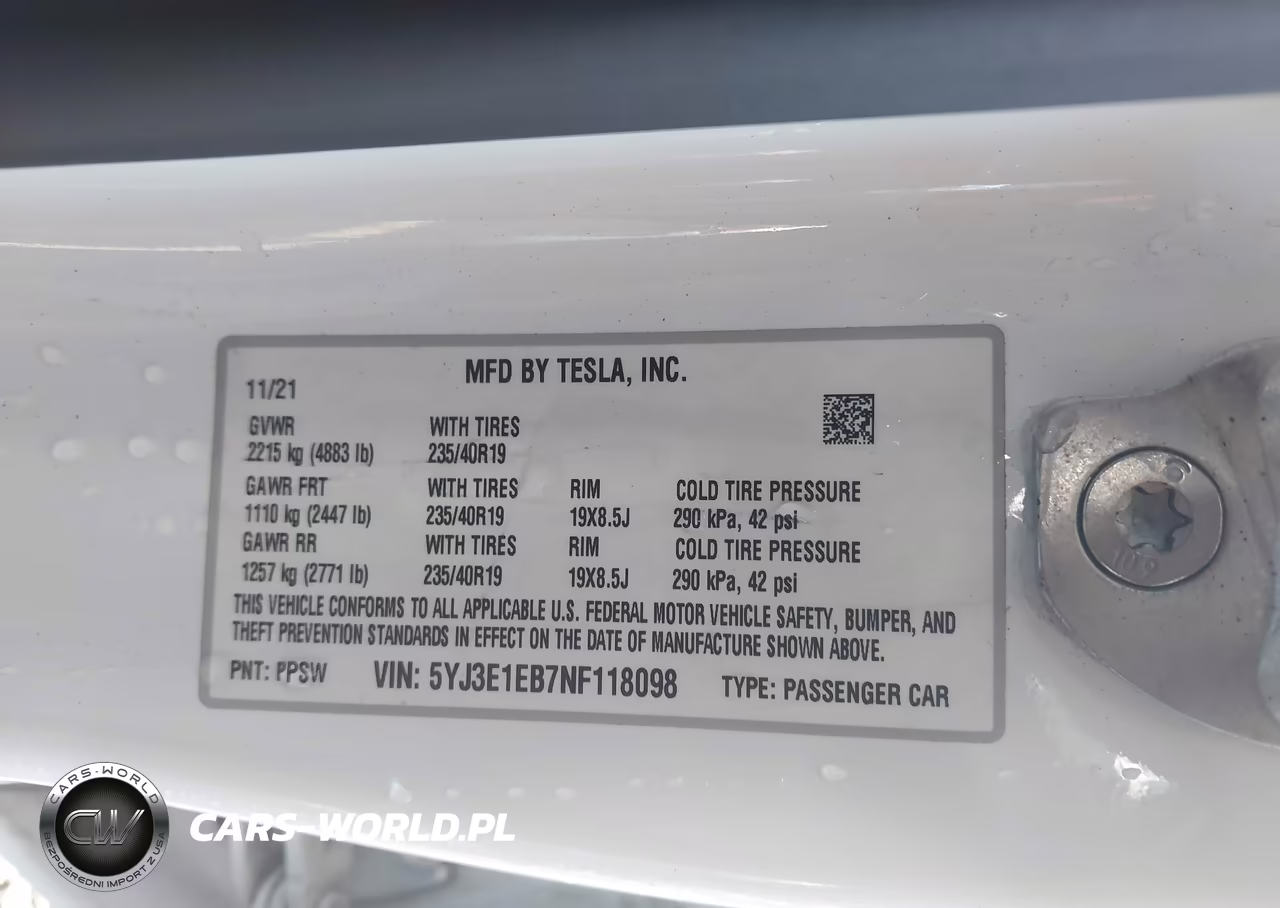 2022 Tesla Model 3 Long Range Dual Motor All-Wheel Drive VIN:5YJ3E1EB7NF118098 - 7