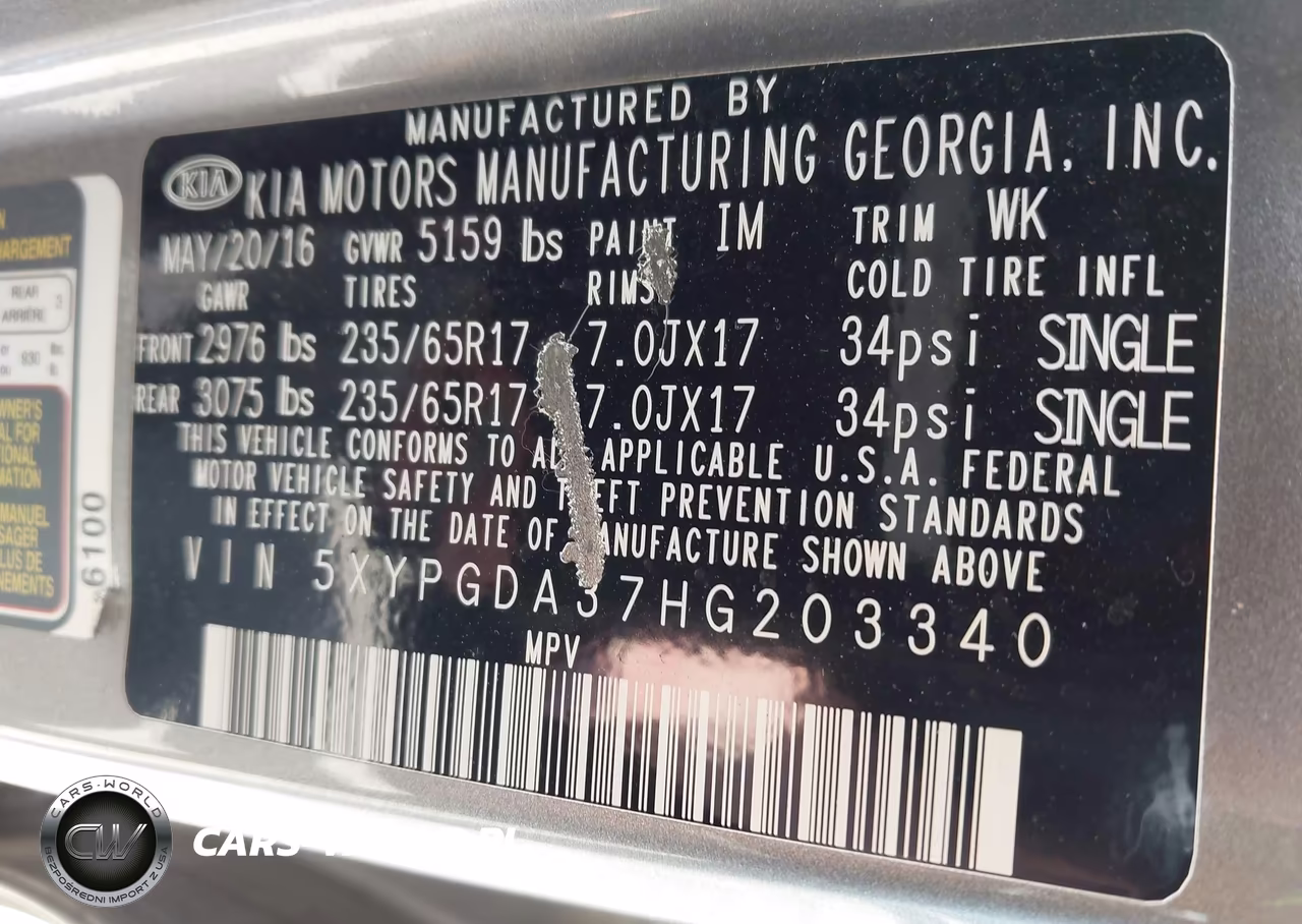 2017 Kia Sorento 2.4L Lx VIN:5XYPGDA37HG203340 - 9