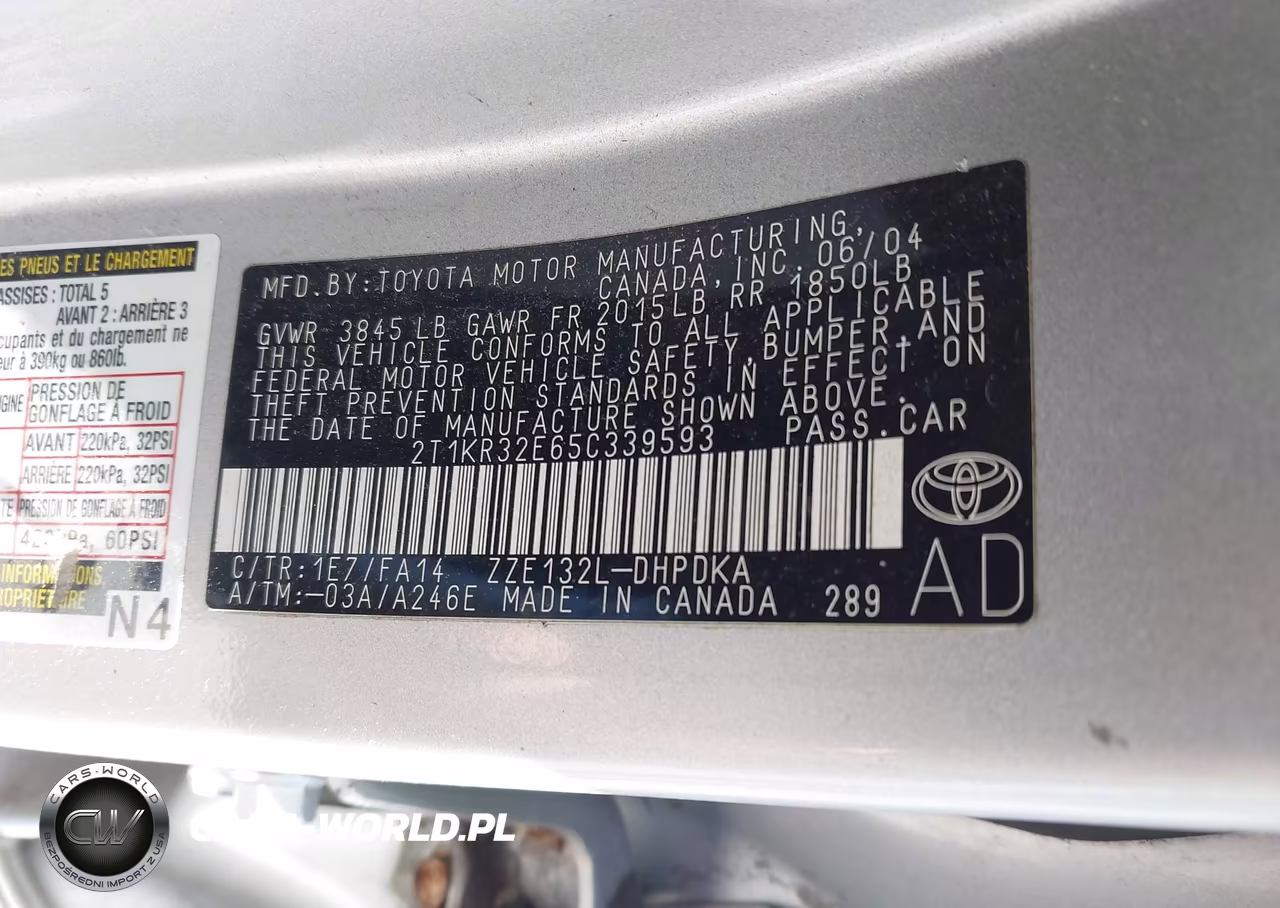 2005 Toyota Matrix VIN:2T1KR32E65C339593 - 9