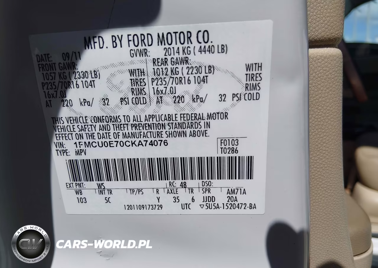 2012 Ford Escape Limited VIN:1FMCU0E70CKA74076 - 9
