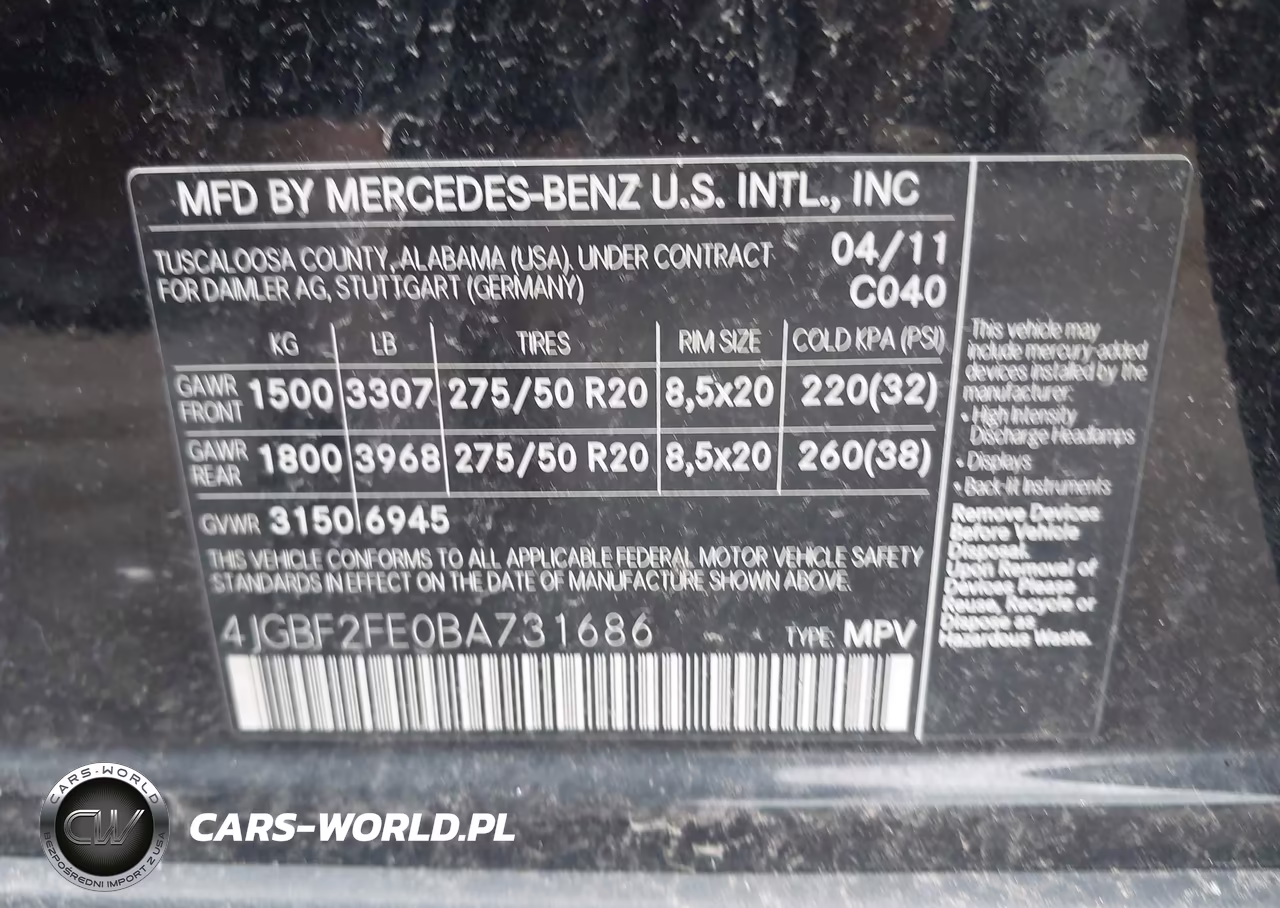 2011 Mercedes-Benz Gl 350 Bluetec 4Matic VIN:4JGBF2FE0BA731686 - 9