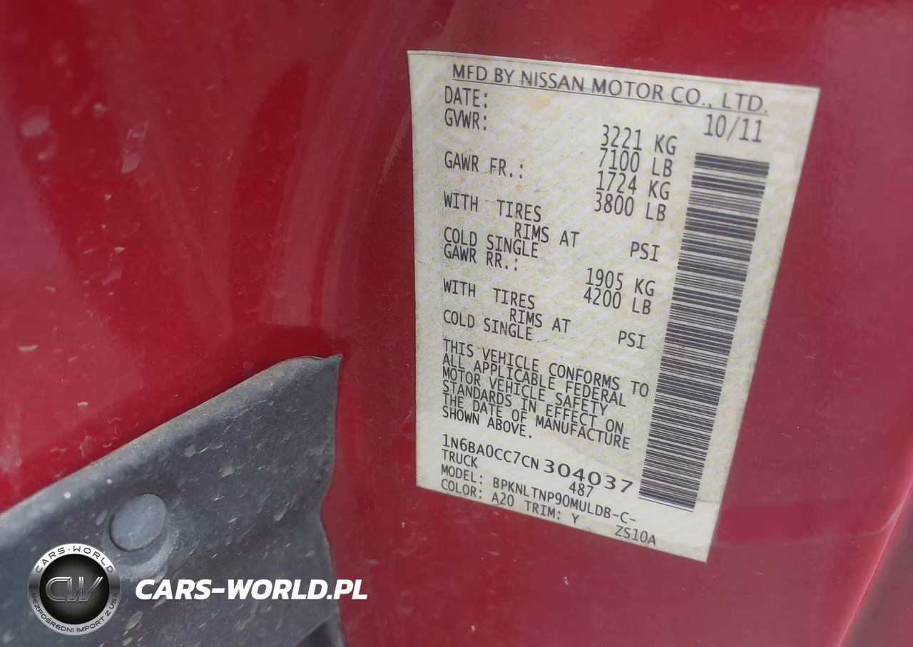 2012 Nissan Titan Sv VIN:1N6BA0CC7CN304037 - 9