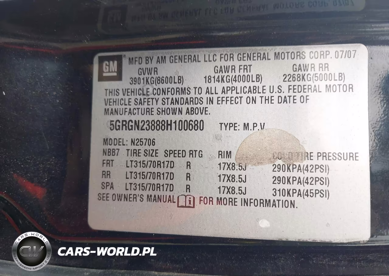 2008 Hummer H2 Suv VIN:5GRGN23888H100680 - 9