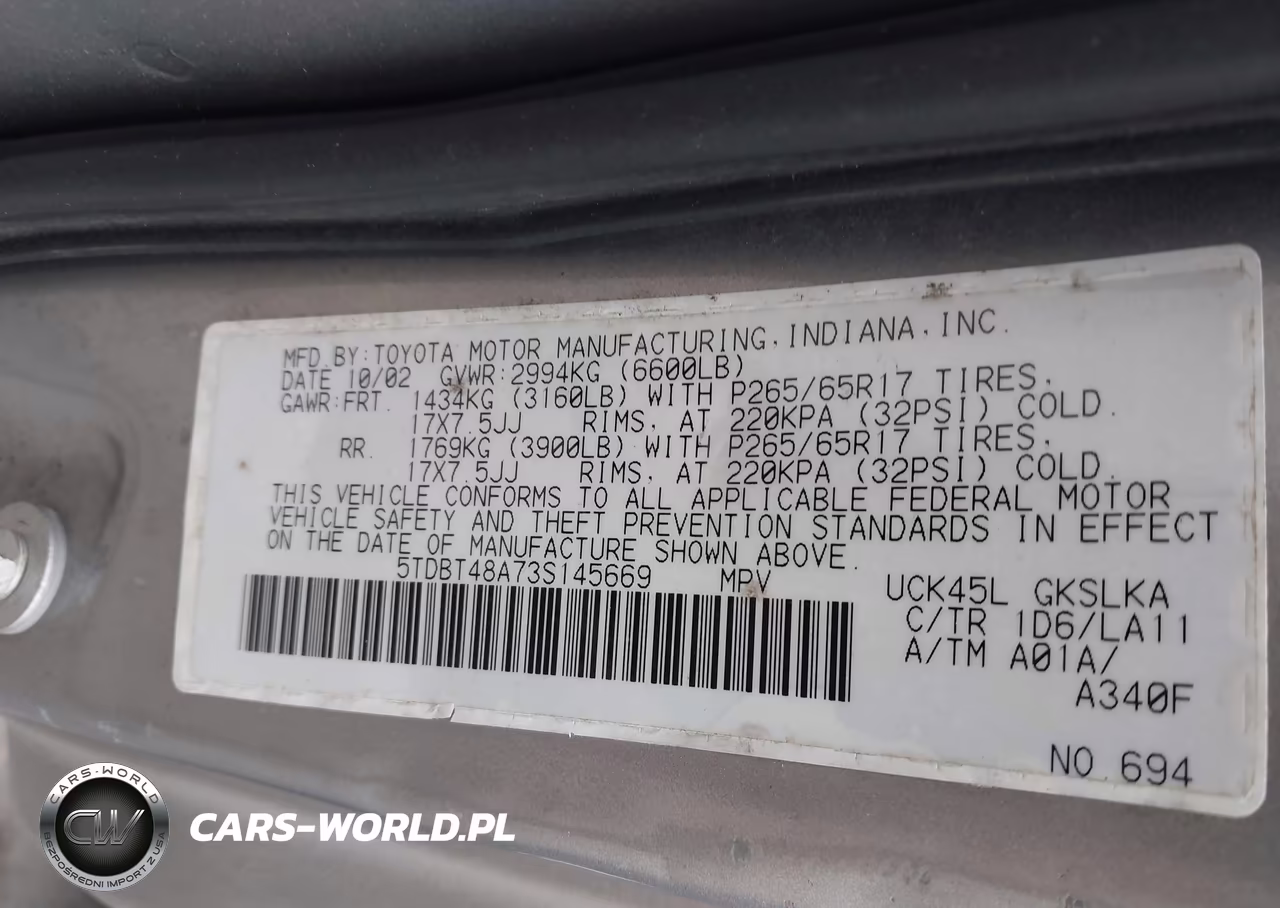 2003 Toyota Sequoia Limited V8 VIN:5TDBT48A73S145669 - 9