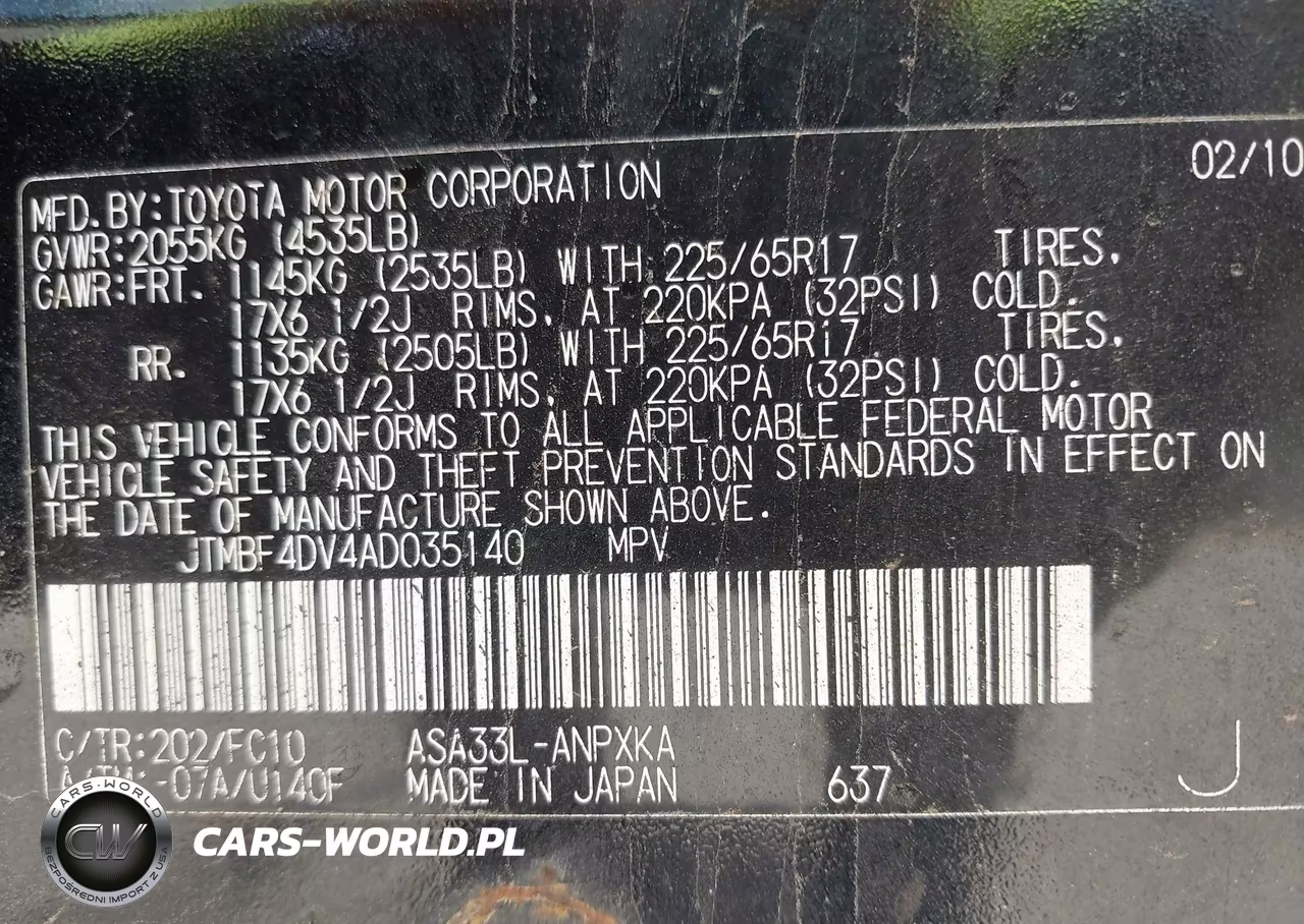 2010 Toyota Rav4 VIN:JTMBF4DV4AD035140 - 9