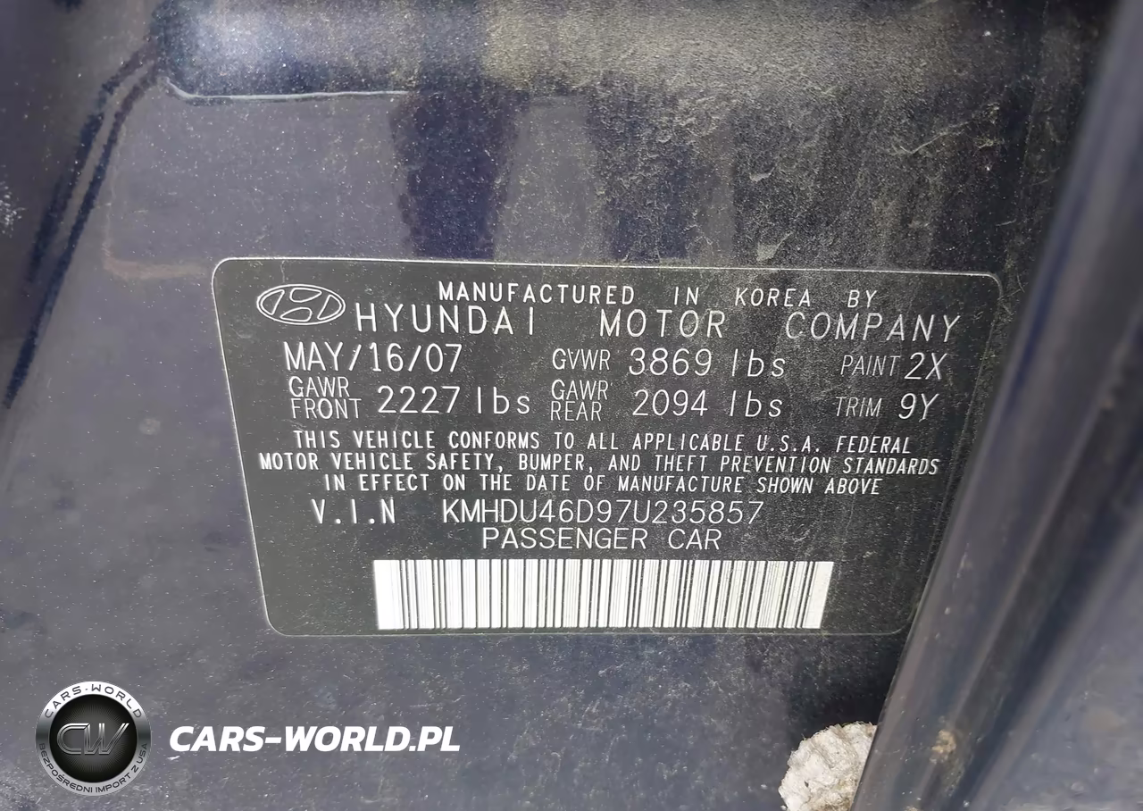 2007 Hyundai Elantra Gls-Ltd-Se VIN:KMHDU46D97U235857 - 9