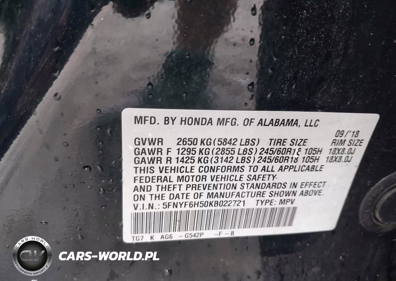 2019 Honda Pilot Ex-L VIN:5FNYF6H50KB022721 - 9