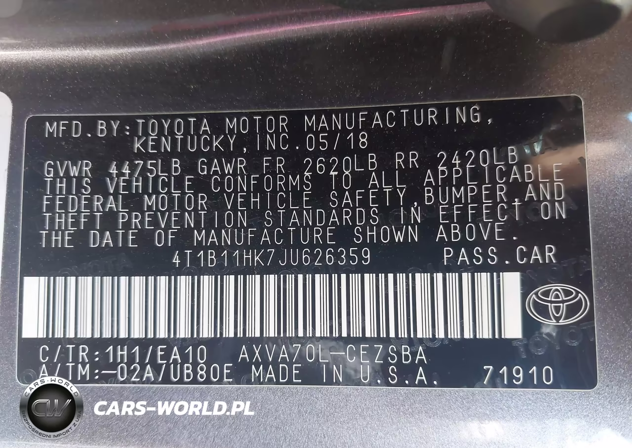 2018 Toyota Camry Se VIN:4T1B11HK7JU626359 - 9