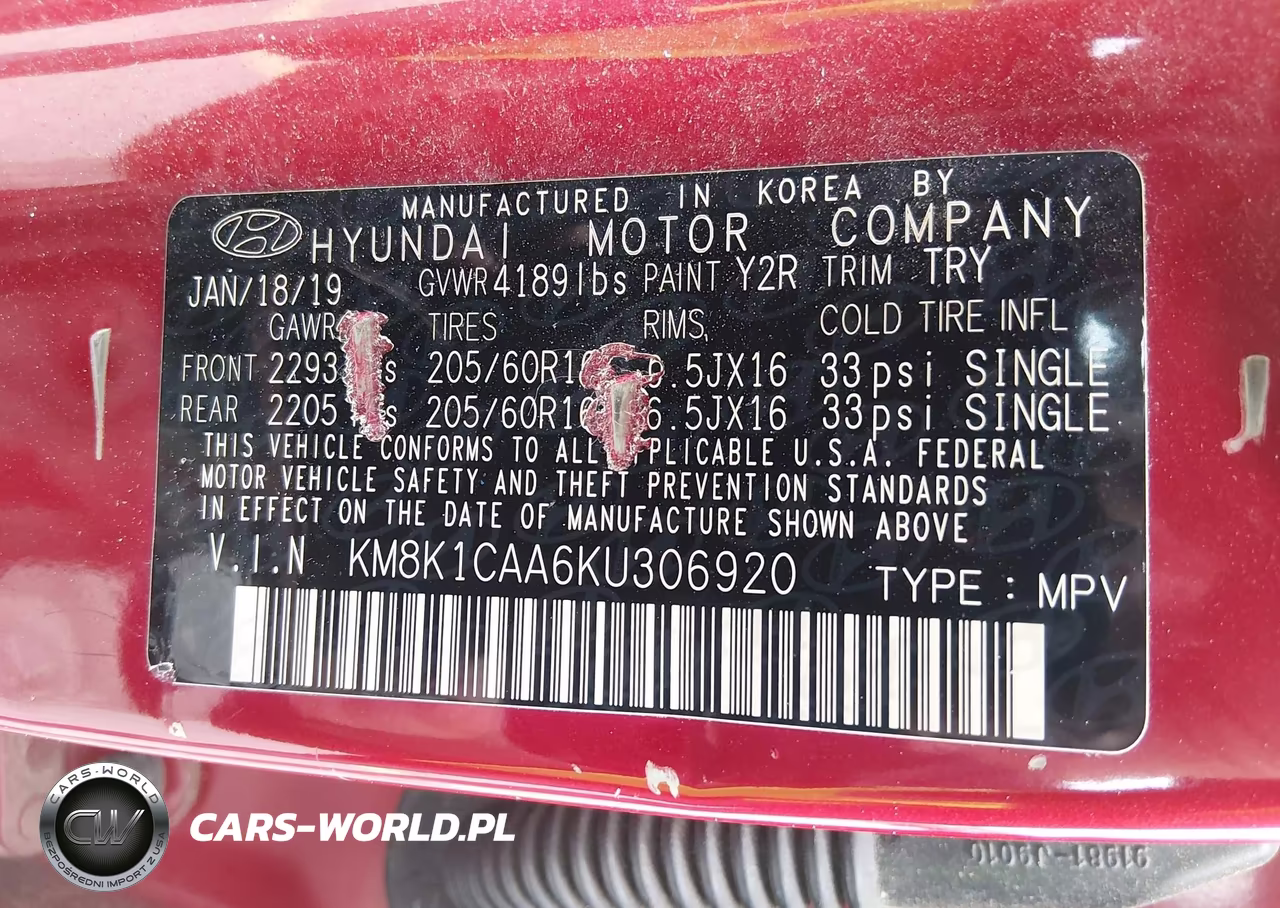2019 Hyundai Kona Se VIN:KM8K1CAA6KU306920 - 9