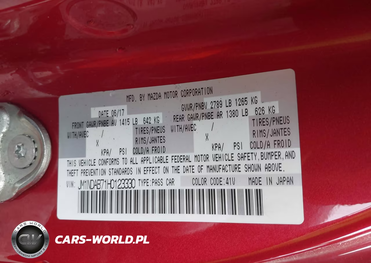2017 Mazda Mx-5 Miata Sport VIN:JM1NDAB71H0123330 - 9