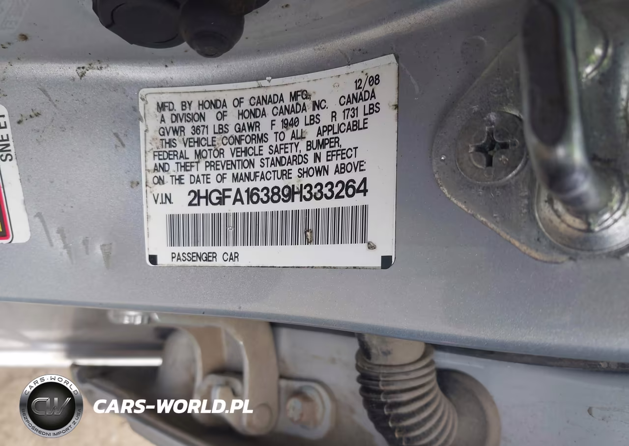 2009 Honda Civic Vp VIN:2HGFA16389H333264 - 9