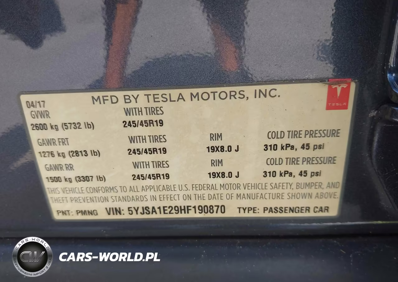 2017 Tesla Model S 100D-60D-75D-90D-P100D VIN:5YJSA1E29HF190870 - 9