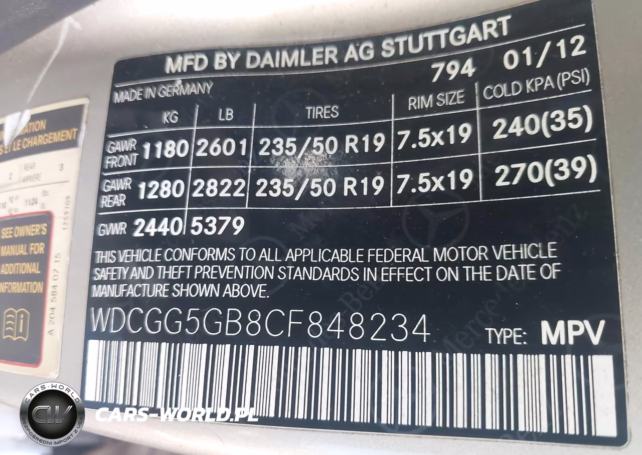 2012 Mercedes-Benz Glk 350 VIN:WDCGG5GB8CF848234 - 9
