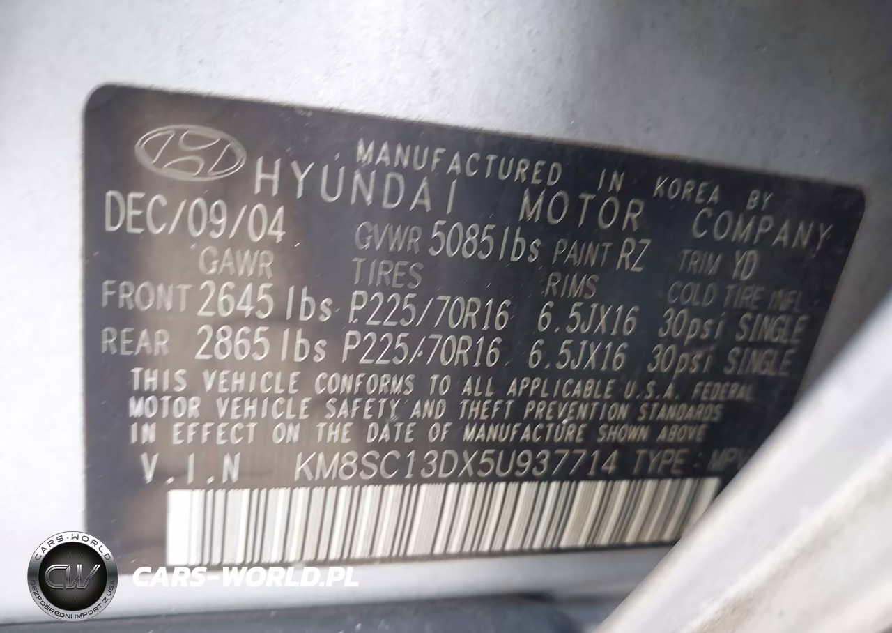 2005 Hyundai Santa Fe Gls VIN:KM8SC13DX5U937714 - 9