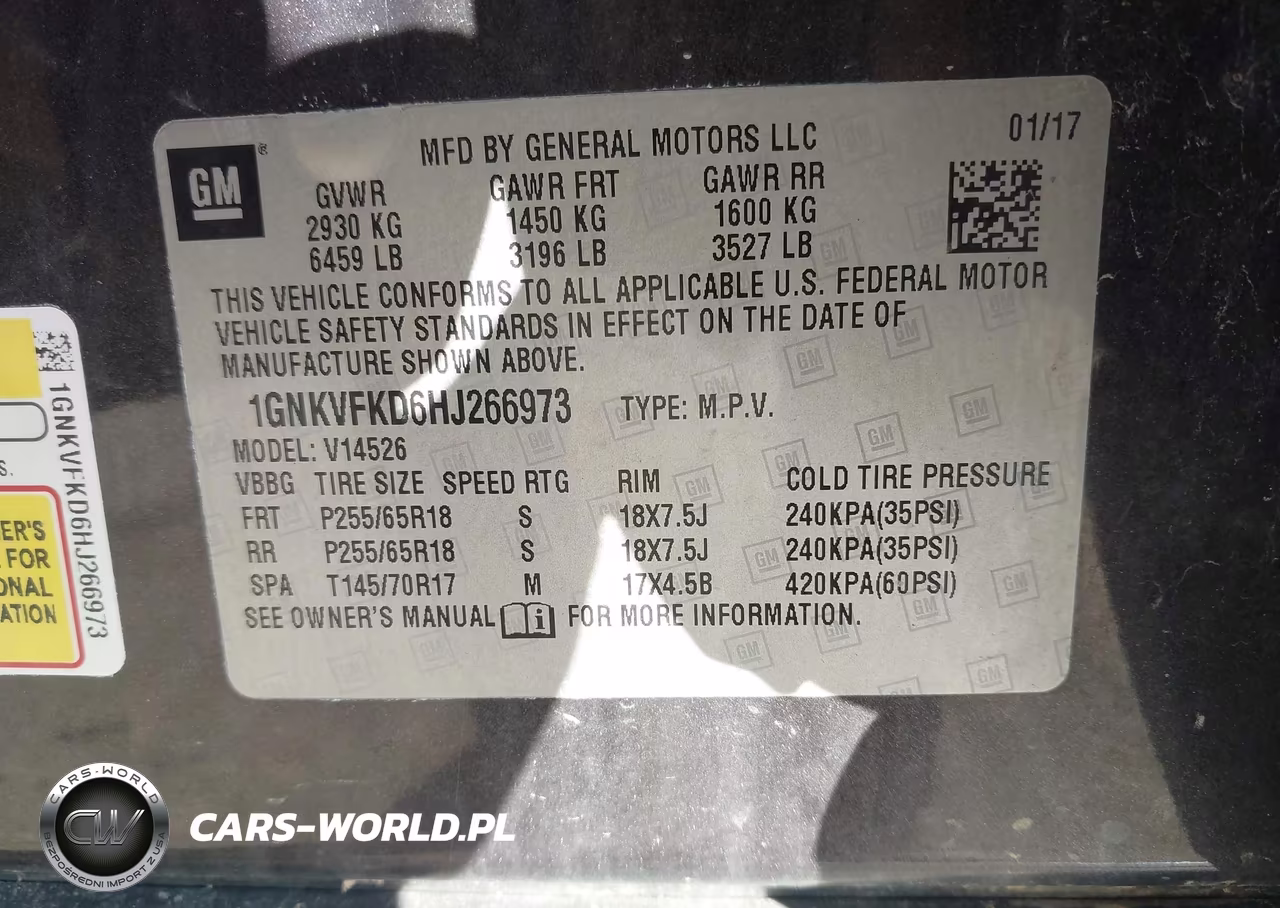 2017 Chevrolet Traverse Ls VIN:1GNKVFKD6HJ266973 - 9