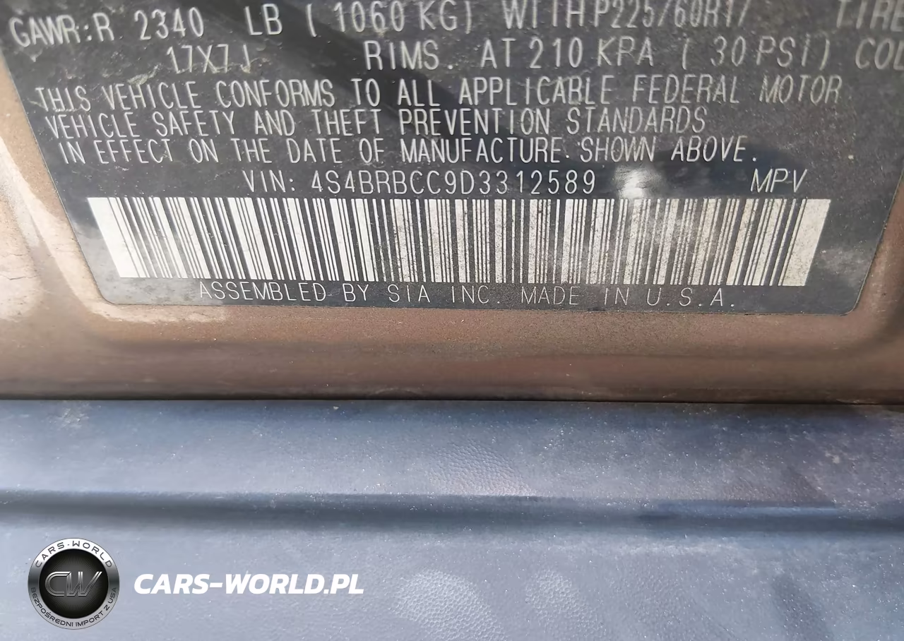 2013 Subaru Outback 2.5I Premium VIN:4S4BRBCC9D3312589 - 9