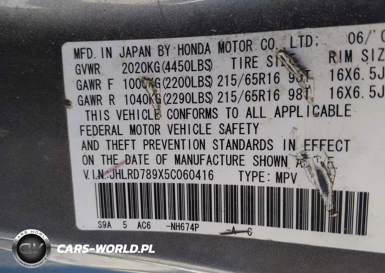 2005 Honda Cr-V Se VIN:JHLRD789X5C060416 - 9