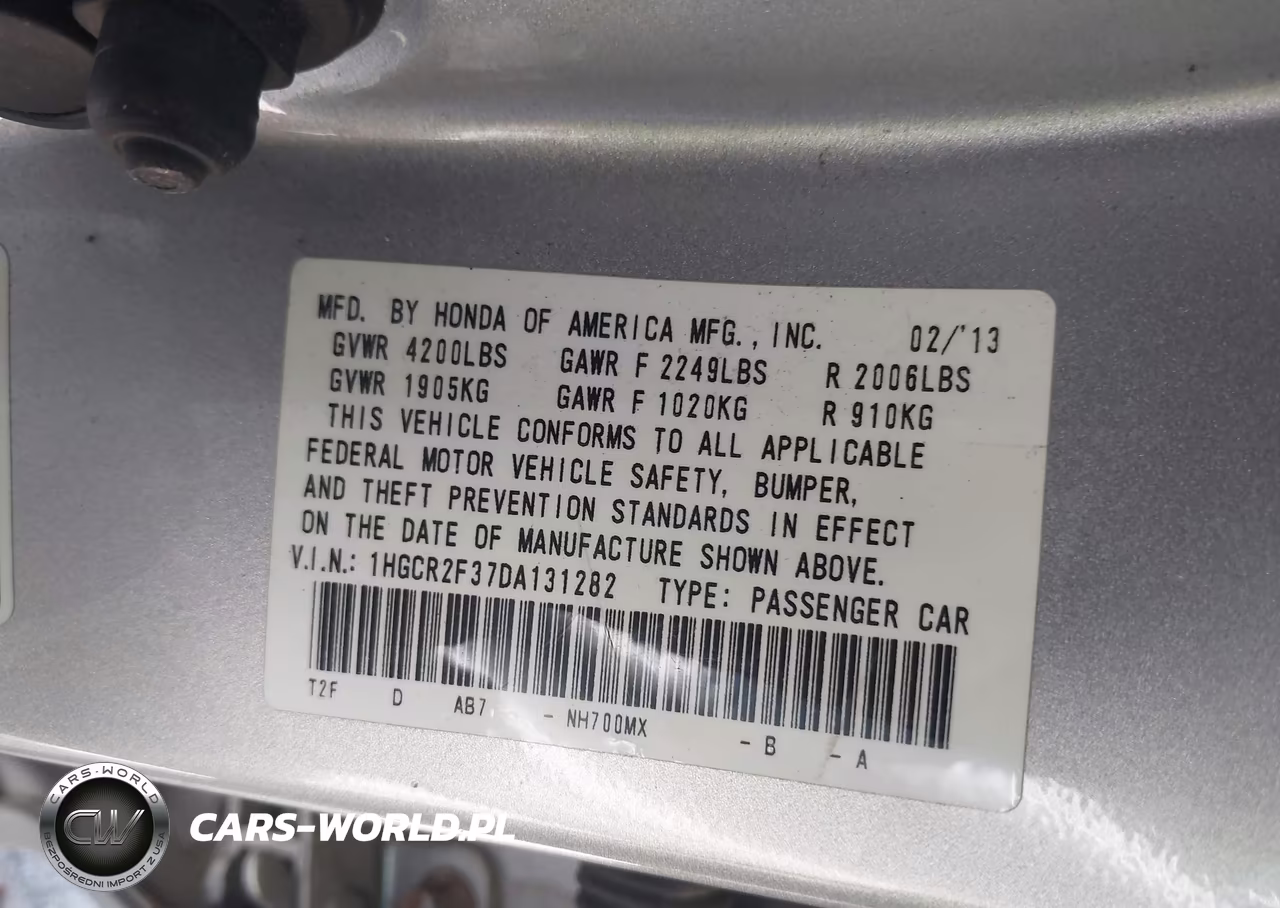 2013 Honda Accord Lx VIN:1HGCR2F37DA131282 - 9