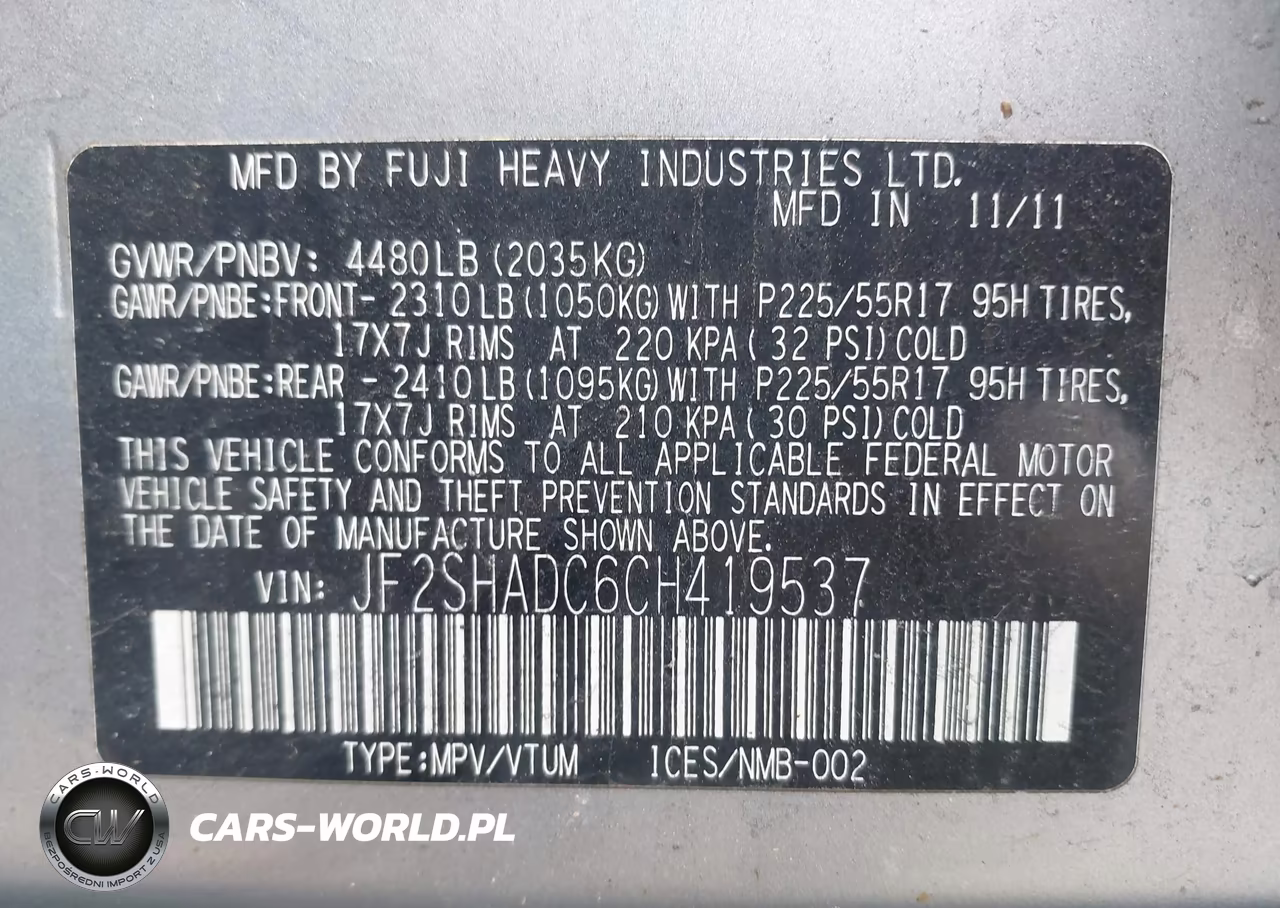 2012 Subaru Forester 2.5X Premium VIN:JF2SHADC6CH419537 - 9