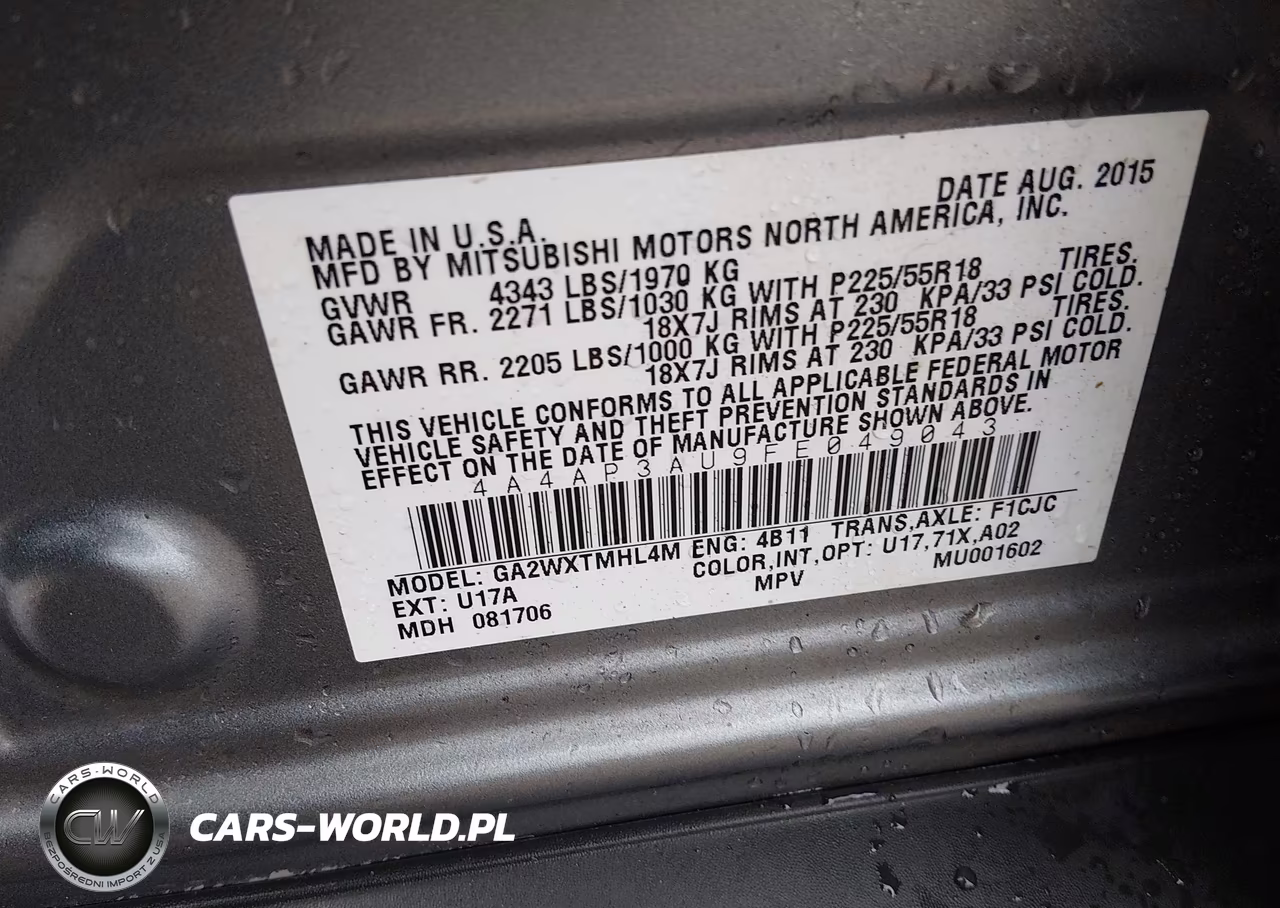 2015 Mitsubishi Outlander Sport Es VIN:4A4AP3AU9FE049043 - 9