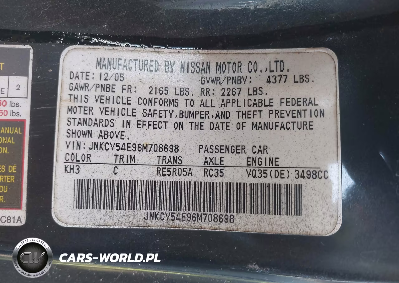 2006 Infiniti G35 VIN:JNKCV54E96M708698 - 9