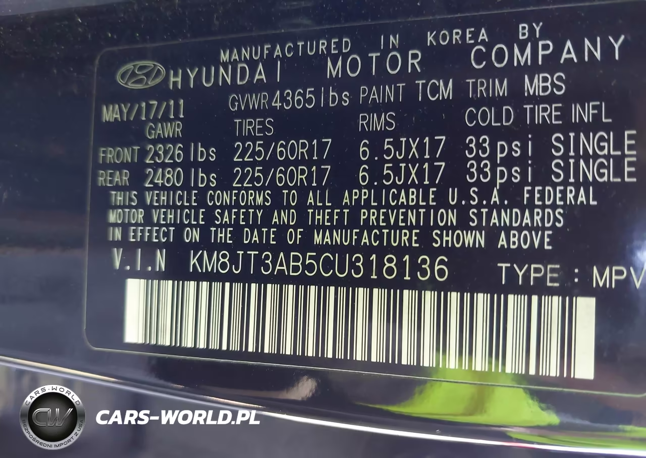 2012 Hyundai Tucson Gl VIN:KM8JT3AB5CU318136 - 9