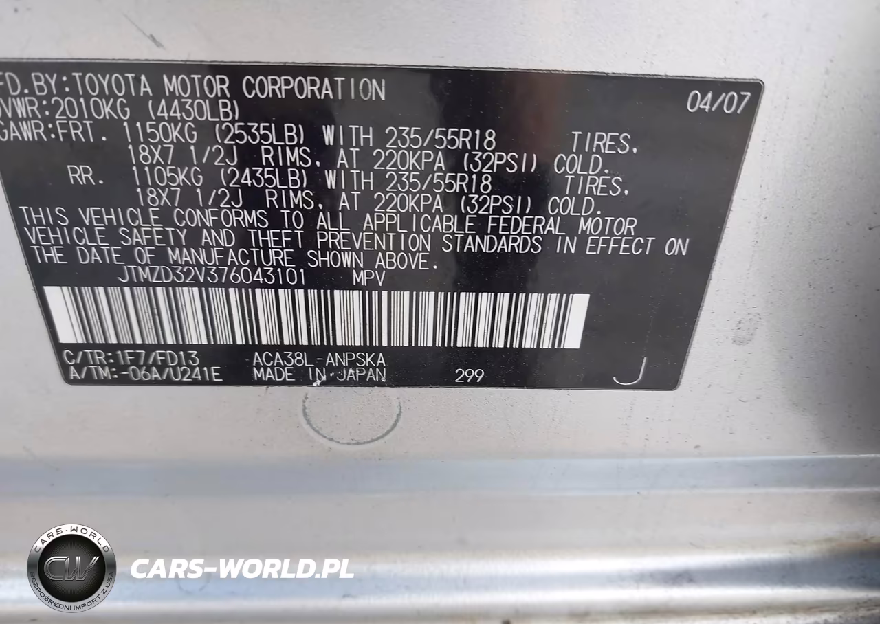 2007 Toyota Rav4 Sport VIN:JTMZD32V376043101 - 9