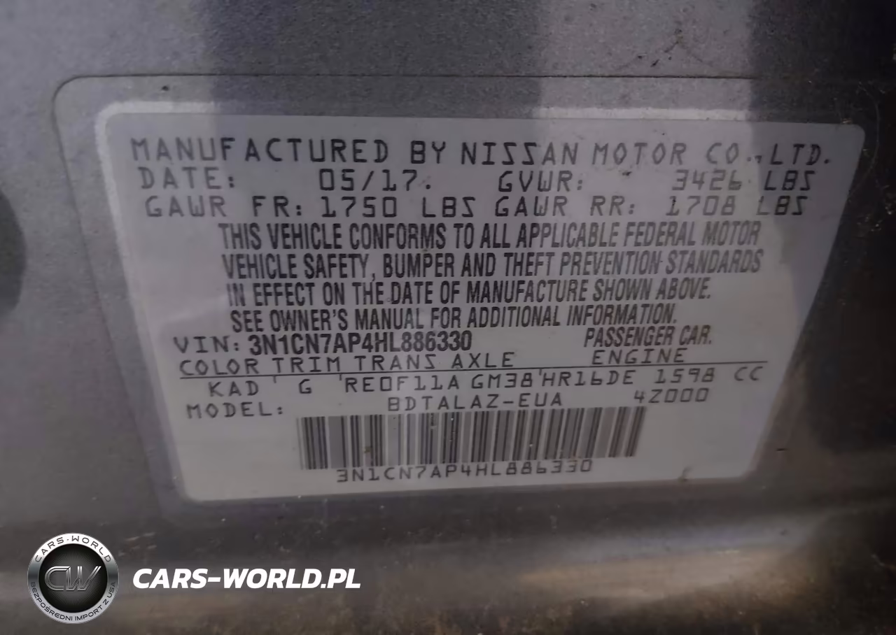 2017 Nissan Versa 1.6 S+ VIN:3N1CN7AP4HL886330 - 9