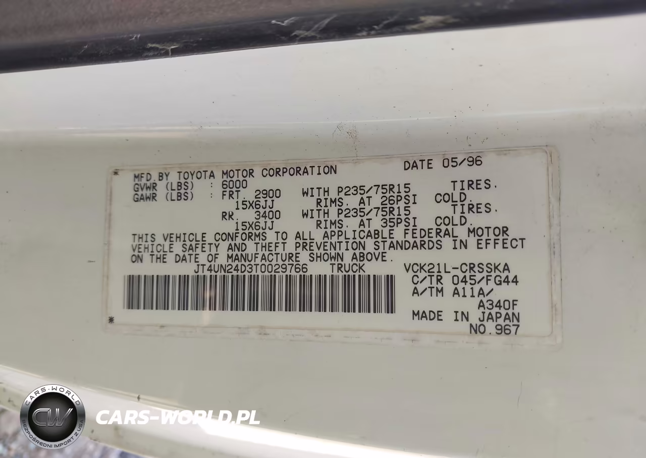 1996 Toyota T100 Xtracab Sr5 VIN:JT4UN24D3T0029766 - 9