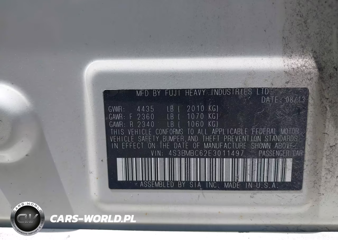 2014 Subaru Legacy 2.5I Premium VIN:4S3BMBC62E3011497 - 9