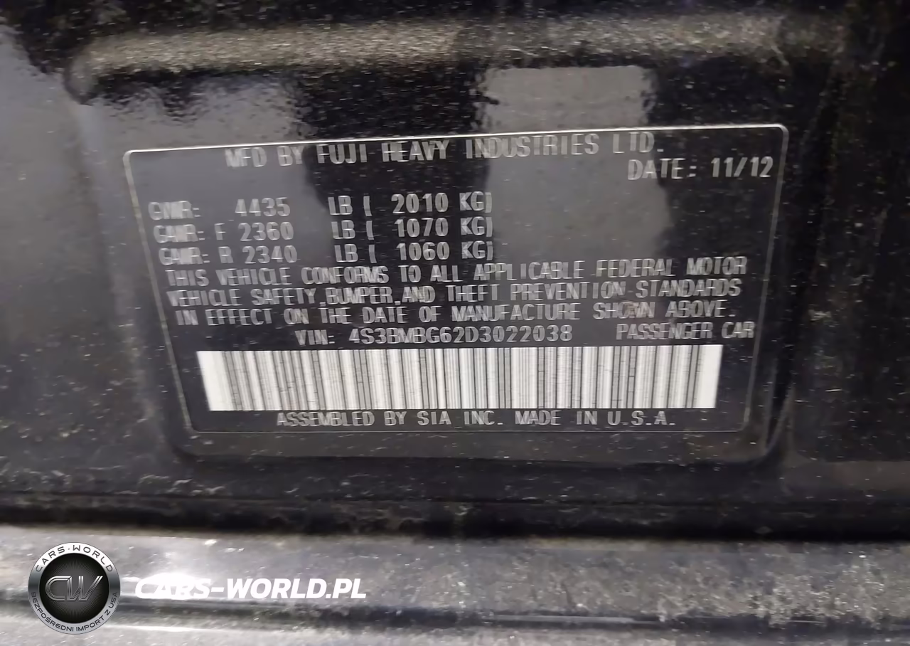 2013 Subaru Legacy 2.5I Premium VIN:4S3BMBG62D3022038 - 9