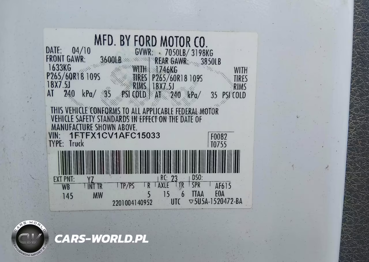 2010 Ford F-150 Fx2 Sport-Lariat-Xl-Xlt VIN:1FTFX1CV1AFC15033 - 9