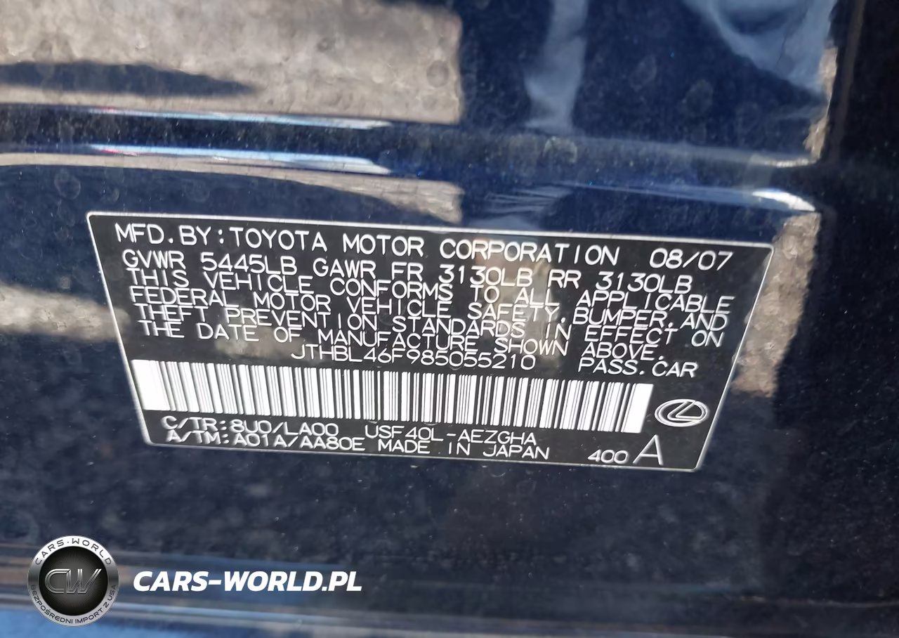 2008 Lexus Ls 460 VIN:JTHBL46F985055210 - 9