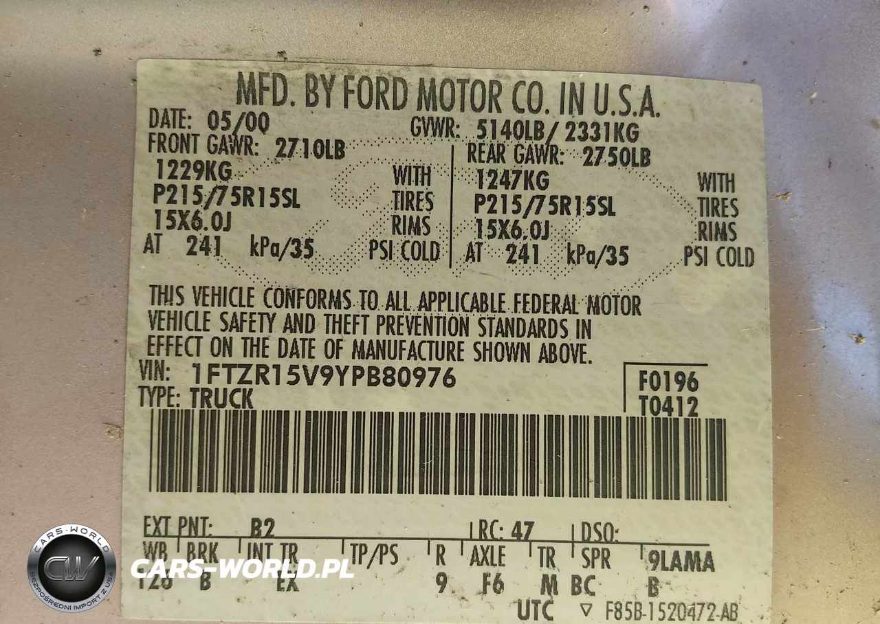 2000 Ford Ranger Xl-Xlt VIN:1FTZR15V9YPB80976 - 9
