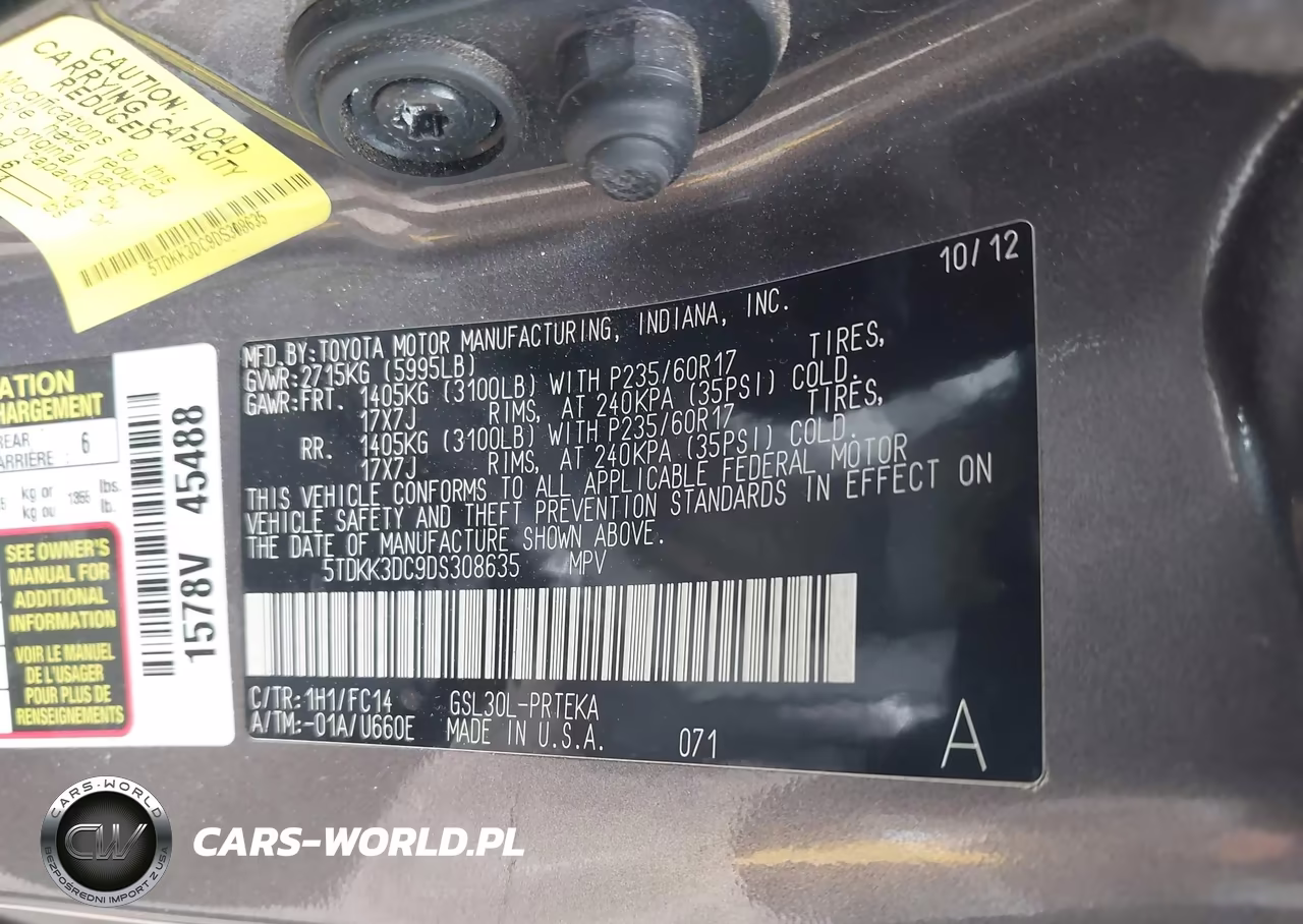 2013 Toyota Sienna Le V6 8 Passenger VIN:5TDKK3DC9DS308635 - 9