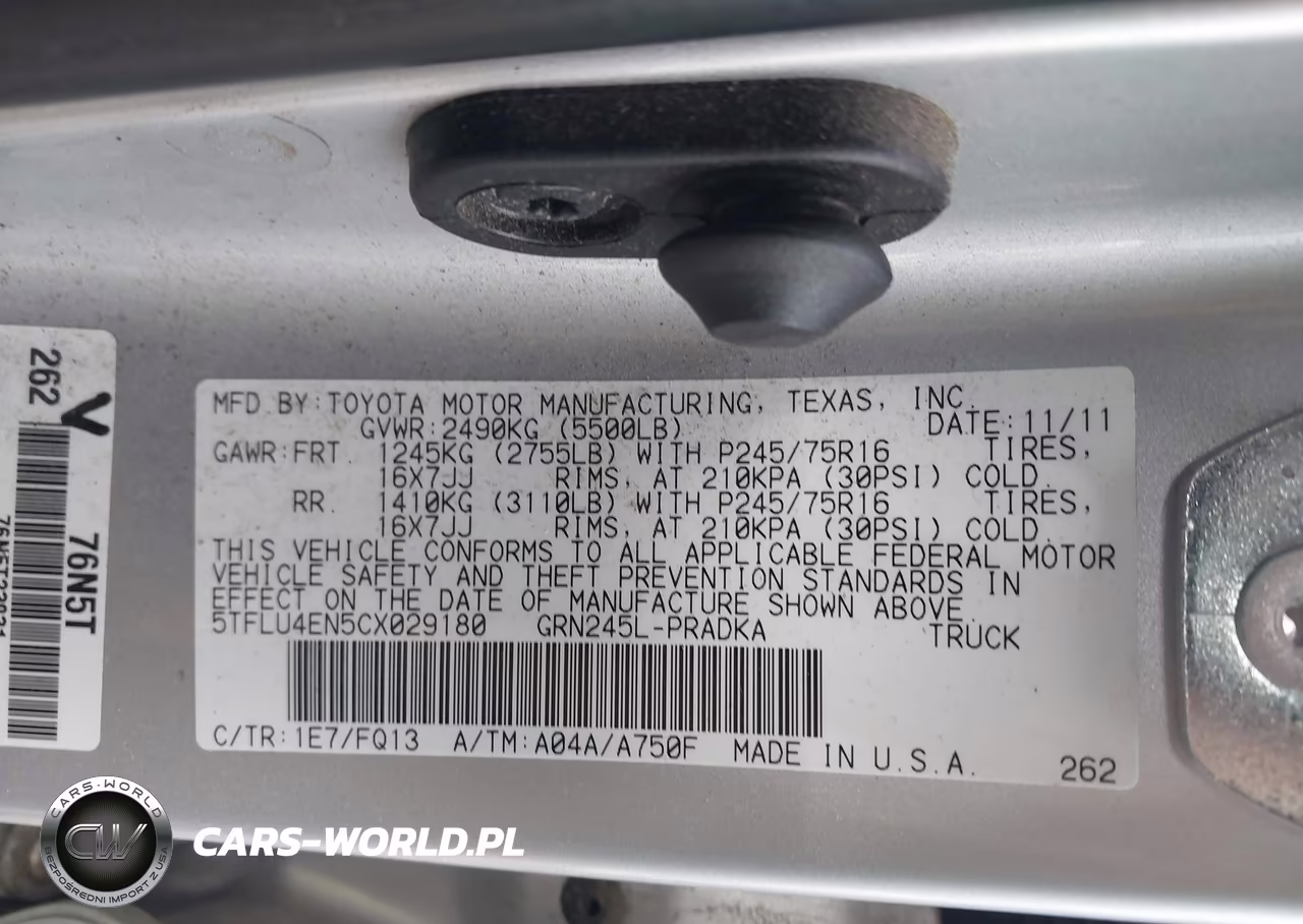 2012 Toyota Tacoma Base V6 VIN:5TFLU4EN5CX029180 - 9