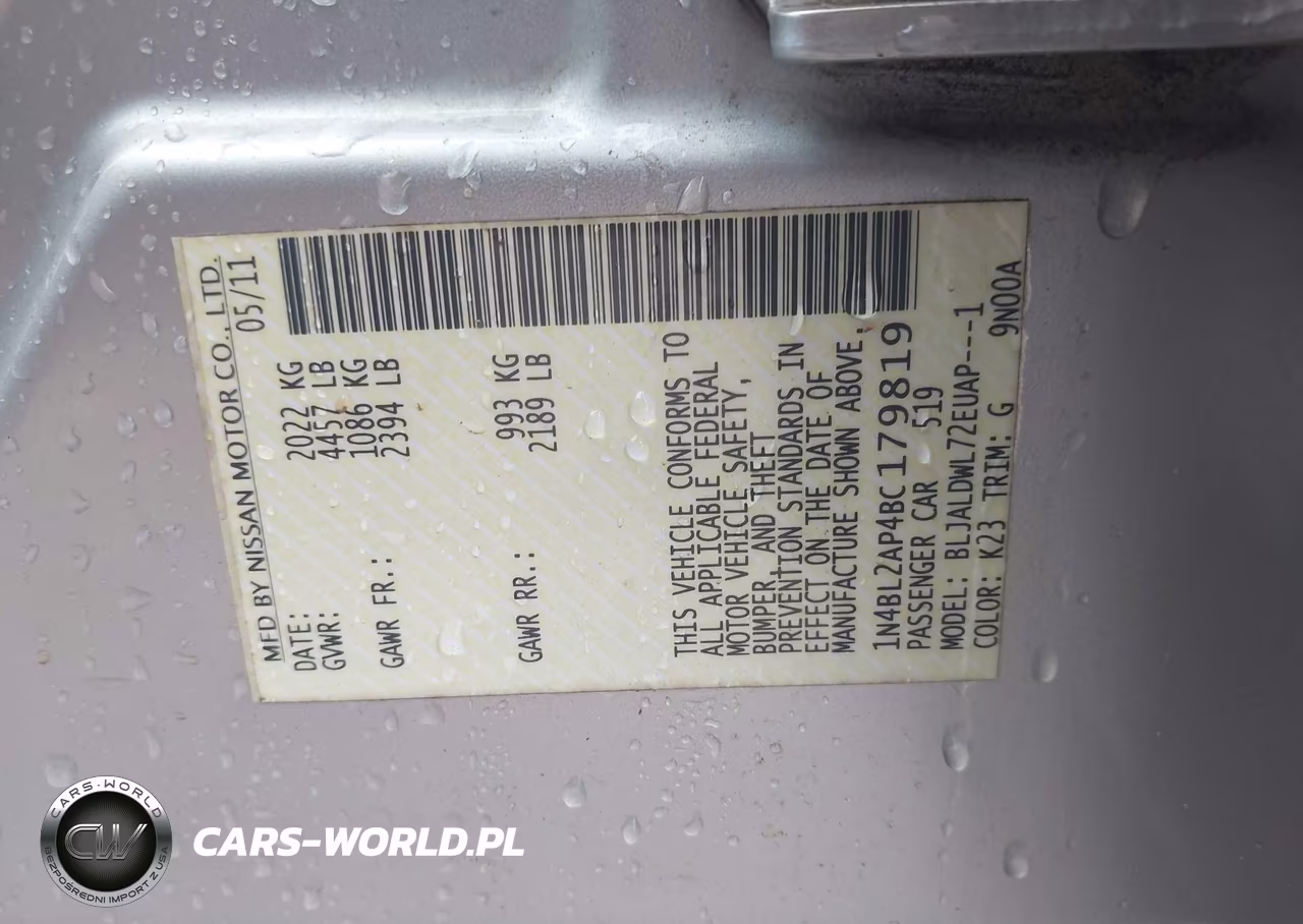2011 Nissan Altima 3.5 Sr VIN:1N4BL2AP4BC179819 - 9