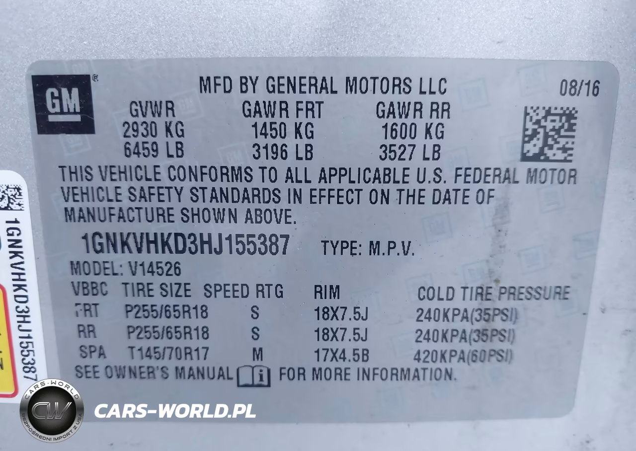 2017 Chevrolet Traverse Lt VIN:1GNKVHKD3HJ155387 - 9