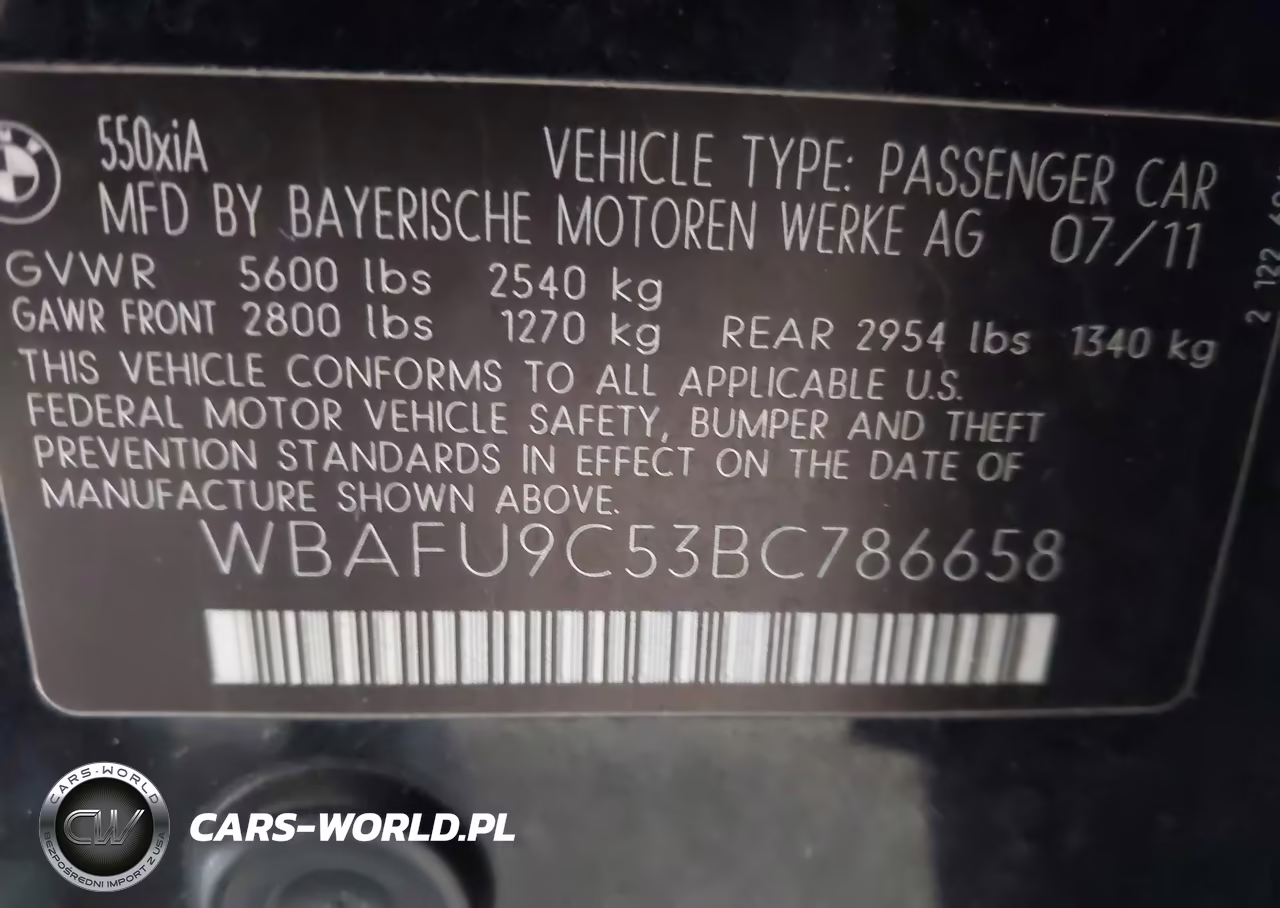2011 BMW 550I xDrive VIN:WBAFU9C53BC786658 - 9