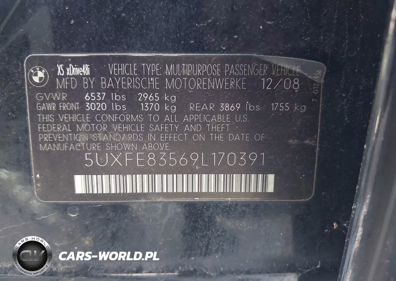 2009 BMW X5 xDrive48I VIN:5UXFE83569L170391 - 9