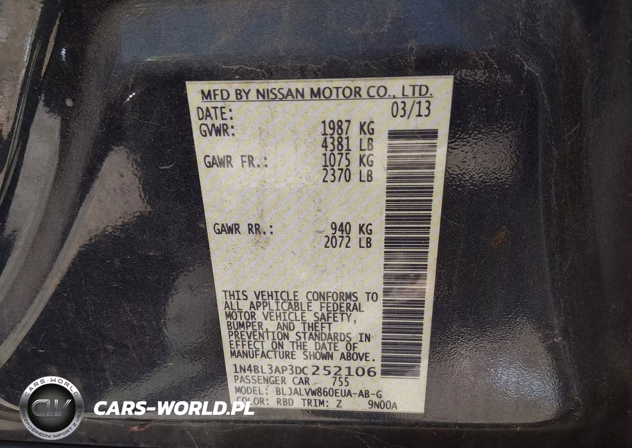 2013 Nissan Altima 3.5 Sl VIN:1N4BL3AP3DC252106 - 9