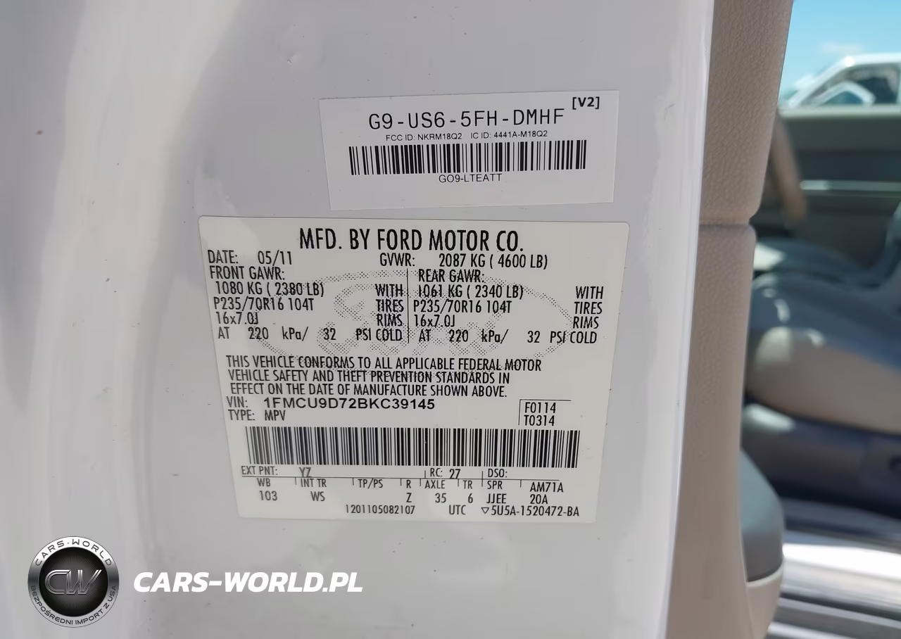 2011 Ford Escape Xlt VIN:1FMCU9D72BKC39145 - 9