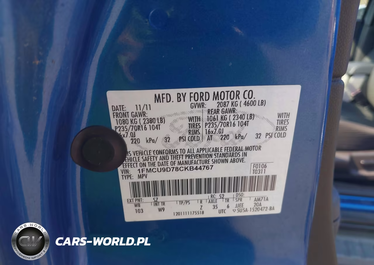 2012 Ford Escape Xlt VIN:1FMCU9D78CKB44767 - 9