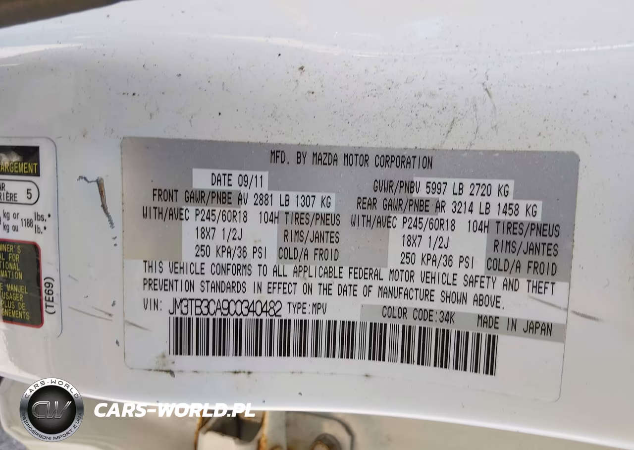 2012 Mazda Cx-9 Touring VIN:JM3TB3CA9C0340482 - 9