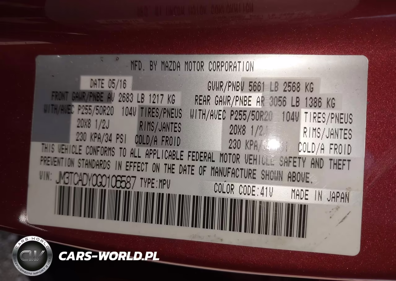 2016 Mazda Cx-9 Grand Touring VIN:JM3TCADY0G0106587 - 9